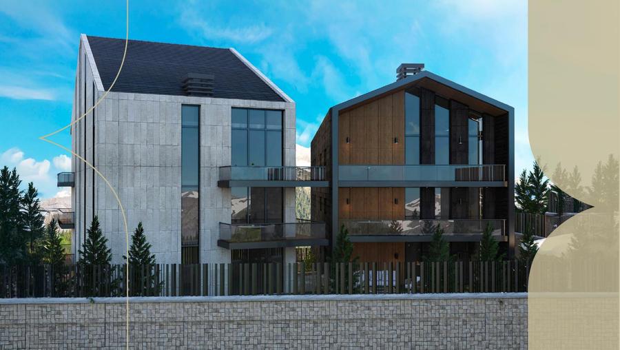 Faraya 2427 — street-level view showing both buildings with clear blue sky